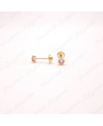 PEND. TORN. ORO 18 KTS CIRCO ROSA 3.5MM 5 GARRAS                                                    