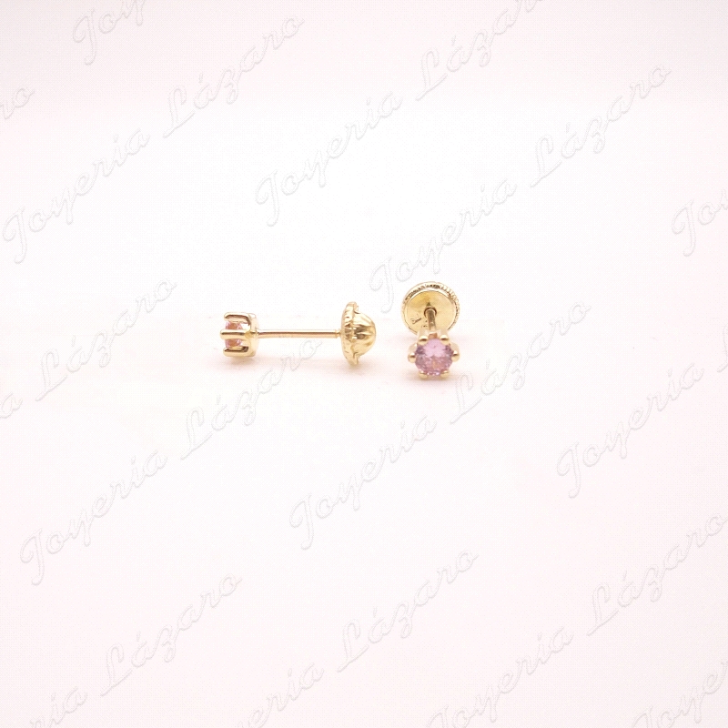 PEND. TORN. ORO 18 KTS CIRCO ROSA 3.5MM 5 GARRAS                                                    