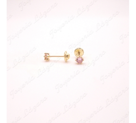 PEND. TORN. ORO 18 KTS CIRCO ROSA 3.5MM 5 GARRAS