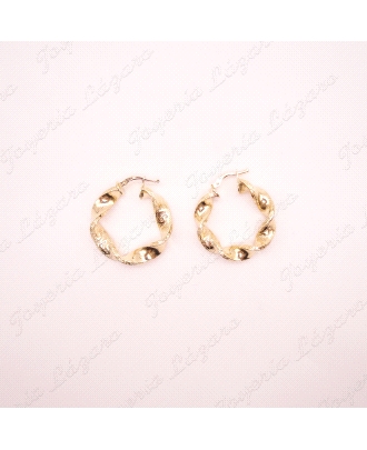 PEND. AROS ORO 18 KTS RIZADO GRECA 6MM X 19 INT                                                     