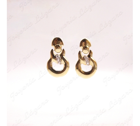 PEND. LARGOS ORO 18KT OCASION DOS CUERPOS BISAGRA+CIRCO CENTRO PRESION                              