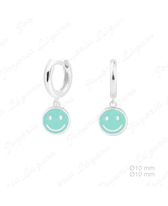 PEND. AROS PLATA SMILE AZULES                                                                       