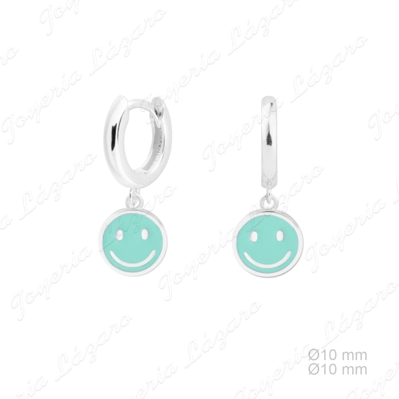 PEND. AROS PLATA SMILE AZULES                                                                       