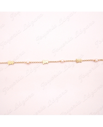 PULSERA ORO 18 KTSOSOS + PERLAS ,DOS POSTURAS                                                       