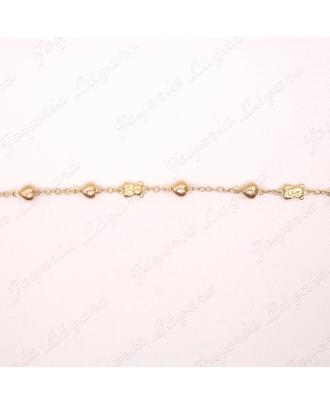 PULSERA ORO 18KT OCASION OSITOS +CORAZONES 5.7GR                                                    