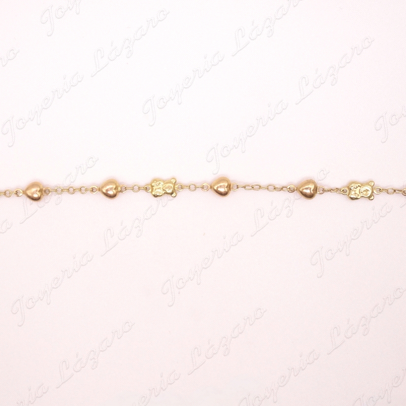 PULSERA ORO 18KT OCASION OSITOS +CORAZONES 5.7GR                                                    