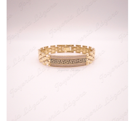 ORO 18 KTS PULSERA ESCLAVA GRECA+CIRCO