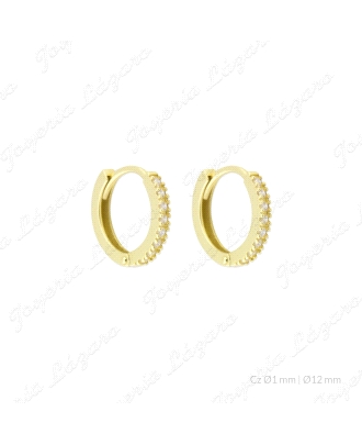 PEND. AROS ORO 18 KTS 12MM EXT. CIRCONITAS Y BISAGRA                                                