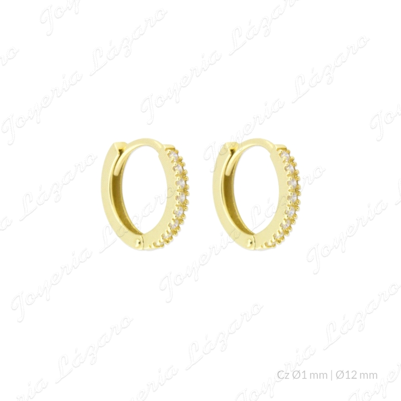 PEND. AROS ORO 18 KTS 12MM EXT. CIRCONITAS Y BISAGRA                                                