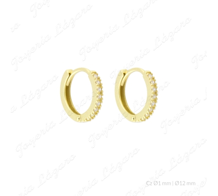PEND. AROS ORO 18 KTS 12MM EXT. CIRCONITAS Y BISAGRA                                                