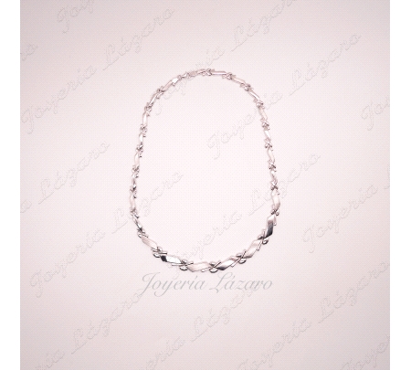 GARGANTILLA 18KTS BL. PLACAS MATE/BRILLO PESADA