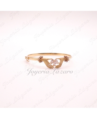 ORO 18 KTS PULSERA RIGIDA 2 MANOS,CIRCO.52mm INT.4 ANCHO                                            