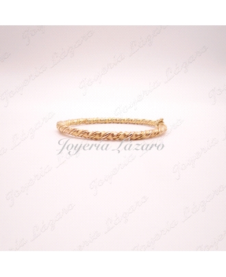 ORO 18 KTS PULSERA ARO RIZO MATE Y BRILLO.61mm INT.4 ANCHO                                          