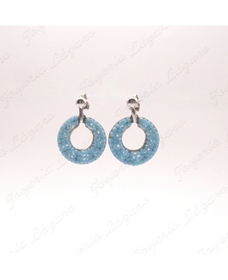 PLATA/SWAROVSKI PENDIENTES AROS TRQ O VRD.                                                          