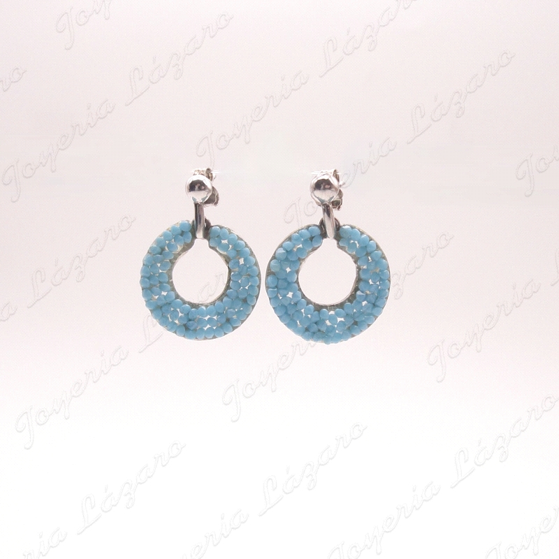 PLATA/SWAROVSKI PENDIENTES AROS TRQ O VRD.                                                          