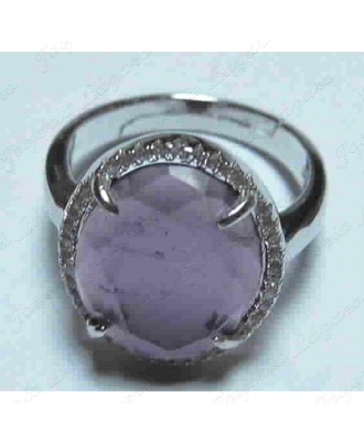 SORTIJA PLATA PIEDRA  MORADA EN GARRAS MICROENGASTE ADAPTABLE