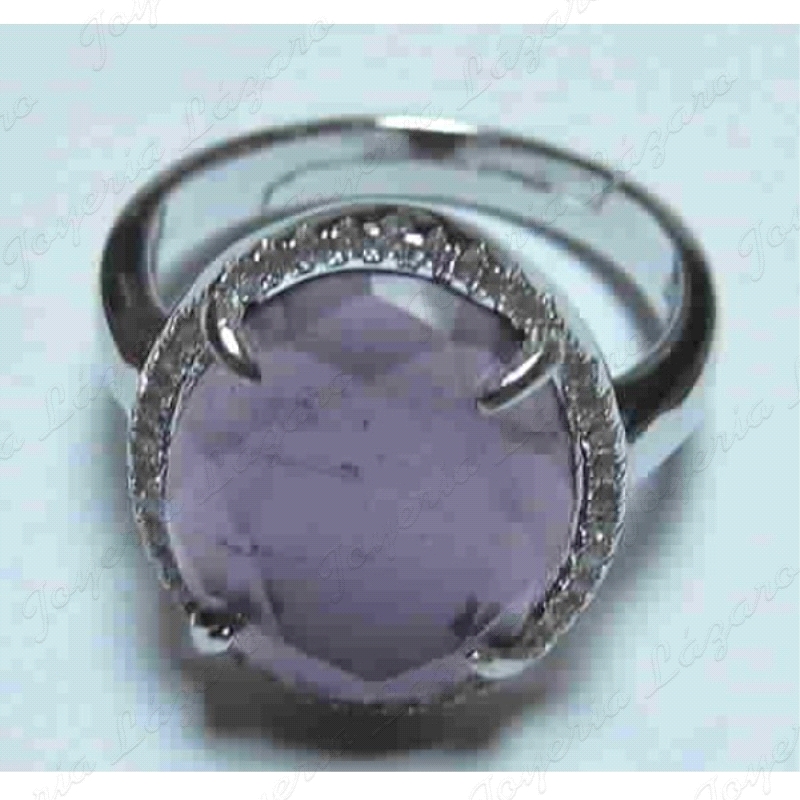 SORTIJA PLATA PIEDRA  MORADA EN GARRAS MICROENGASTE ADAPTABLE