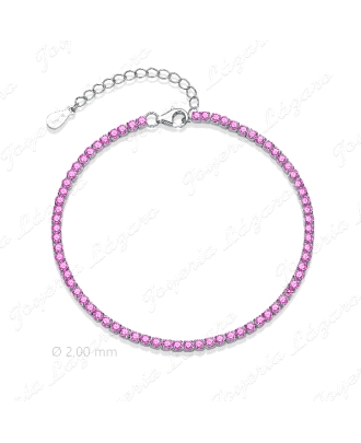 PULSERA PLATA RIVIERE CIRCONITAS 2MM ROSA