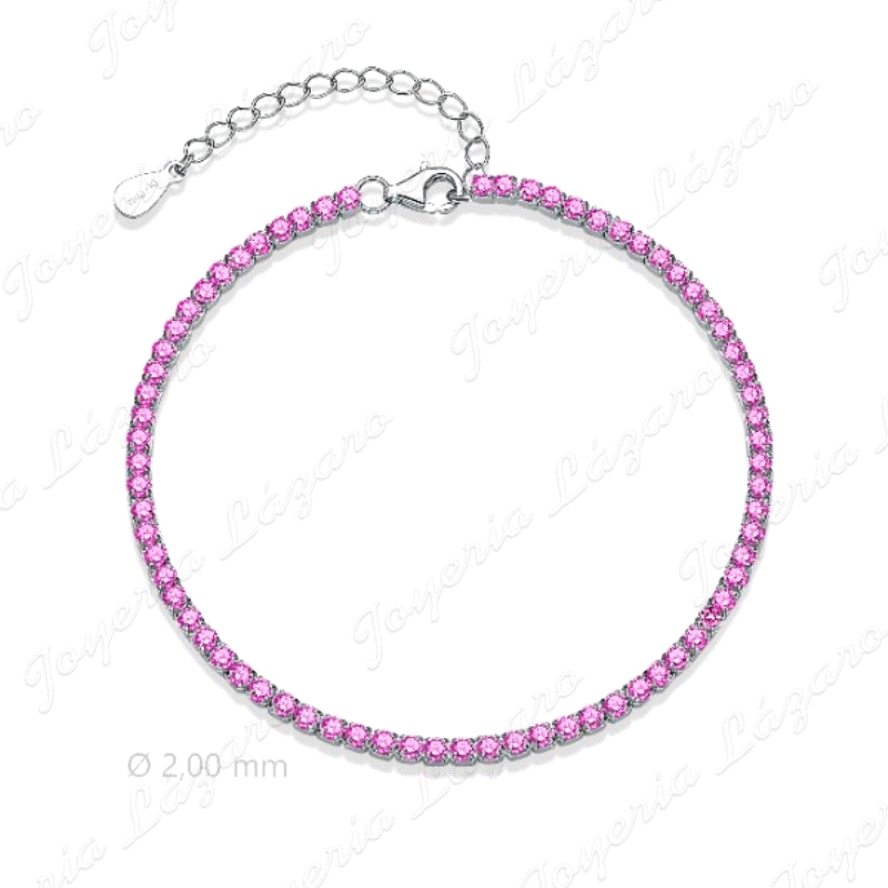 PULSERA PLATA RIVIERE CIRCONITAS 2MM ROSA