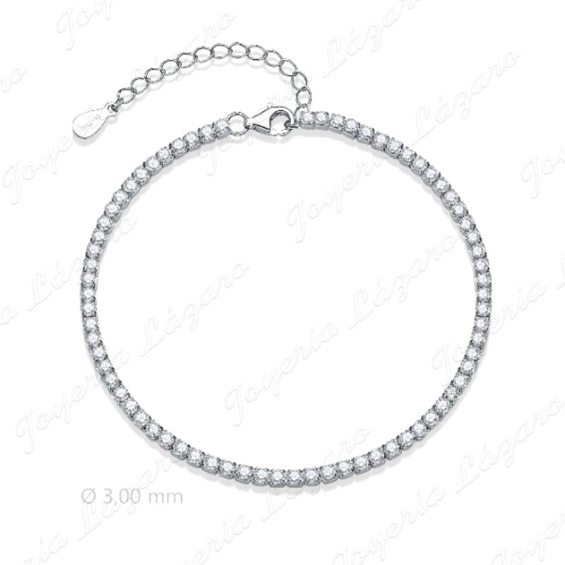 PULSERA PLATA RIVIERE 3MM BLANCA