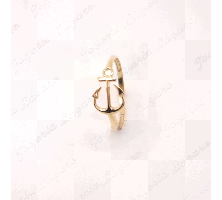 SORTIJA ORO 18 KTS ANCLA SILUETA CALADA