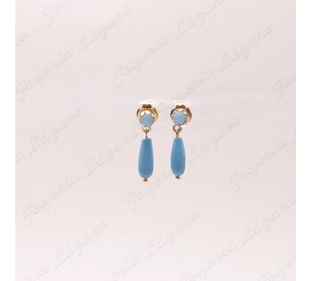 PEND. CORAL/SIMIL ORO 18 KTS TURQUESA BOLITA MAS CHUPON PEQUE PRESION