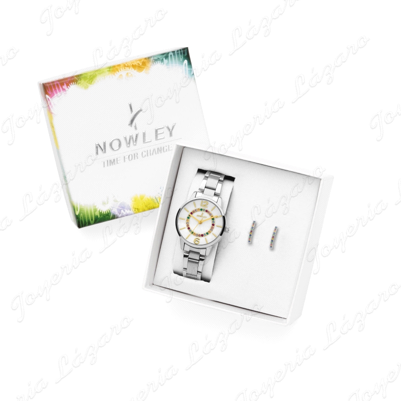 NOWLEY RELOJ CHIC SEÑORA + PENDIENTES AROS PLATA                                                    