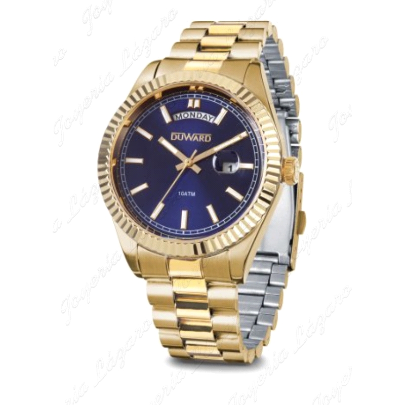 DUWARD RELOJ SPORT DAY-DATE DORADO ESFERA AZUL                                                      