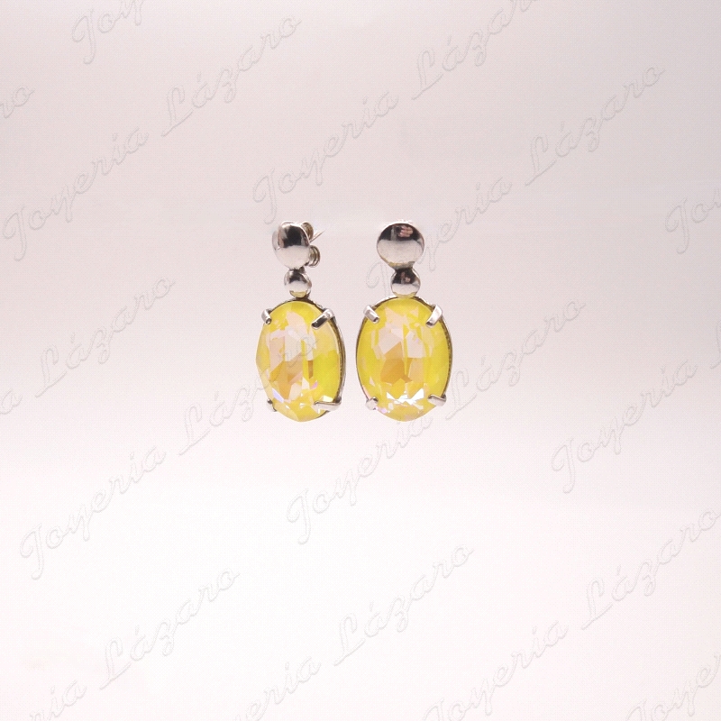 PLATA/SWAROVSKI PENDIENTES LARGOSAMARILL                                                            