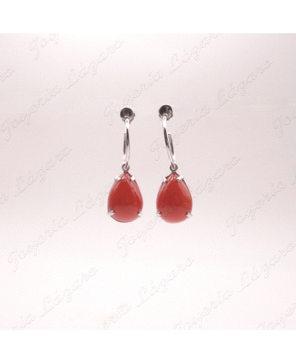 PLATA/SWAROVSKI PENDIENTES LARGOS CORAL                                                             