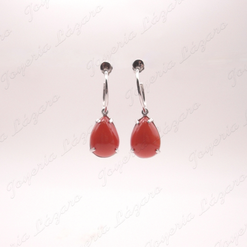 PLATA/SWAROVSKI PENDIENTES LARGOS CORAL                                                             