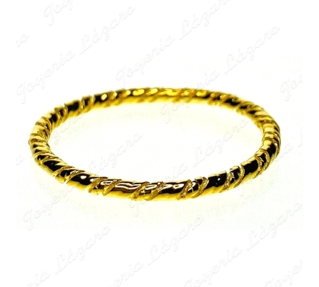 SORTIJA PLATA RIZADA 1MM DORADA