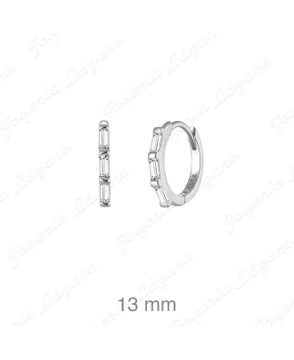 PEND. AROS PLATA 13MM  3 CIRCONITAS BAGUETTE FRENTE Y BISAGRA                                       