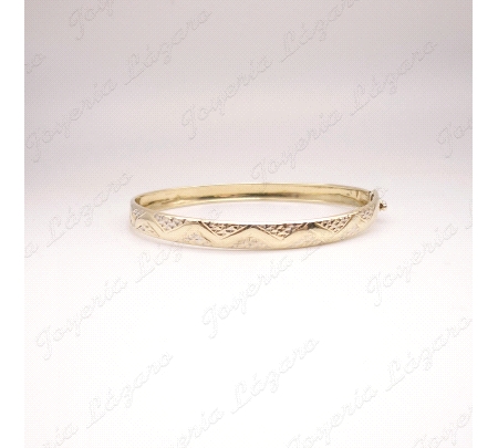 PULSERA 1/2 CAÑA ORO 14KTS/BAJO  UNA PIEZA SIN BISAGRA                                              