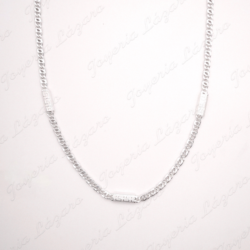 CADENA 50 CM. PLATA MIXTA PLACAS GRECA                                                              