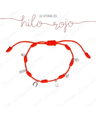 PULSERA PLATA HILO ROJO 7 NUDOS + COLGATES SUERTE                                                   