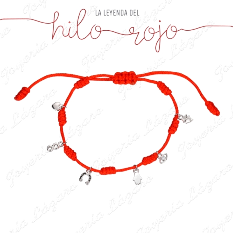 PULSERA PLATA HILO ROJO 7 NUDOS + COLGATES SUERTE                                                   