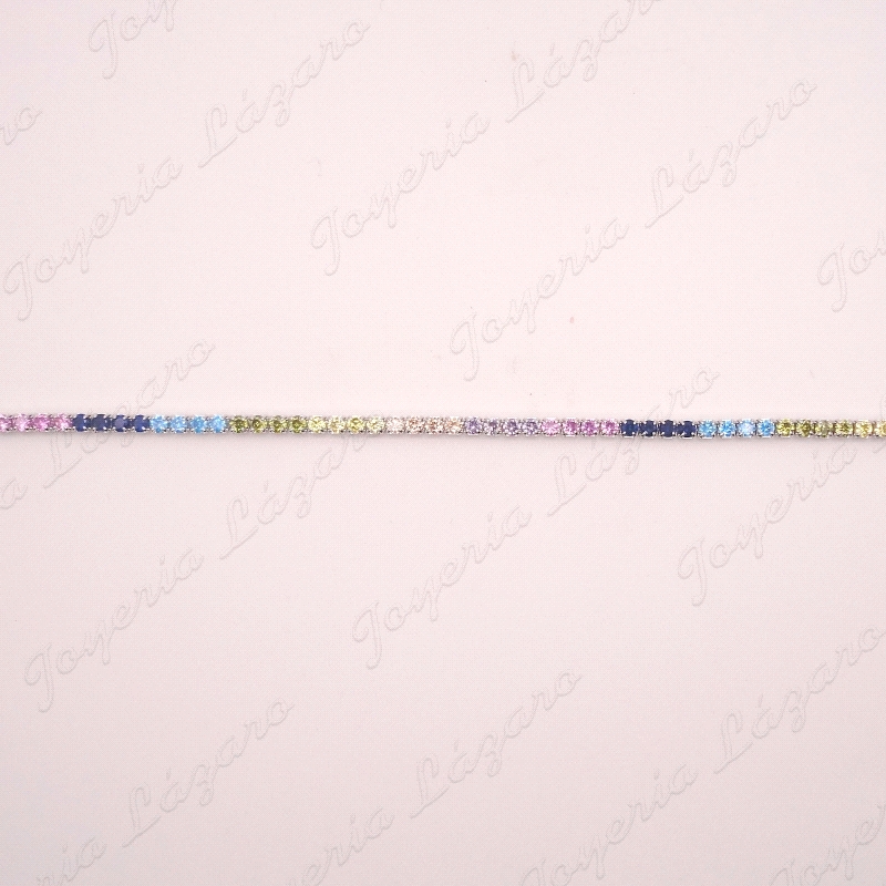 PULSERA PLATA RIVIERE CIRCONITAS 2MM MULTICOLOR                                                     