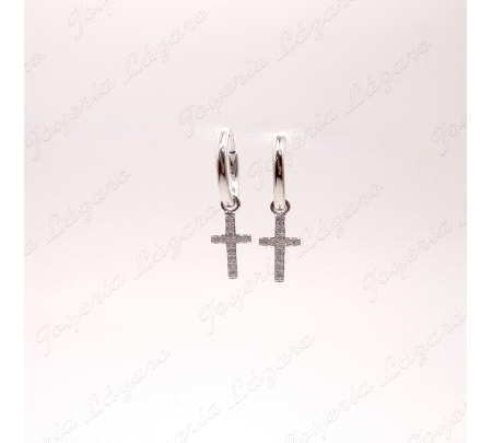 PEND. AROS PLATA CON CRUZ CIRCONITA                                                                 