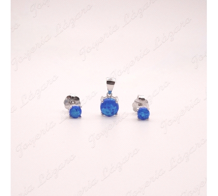 JUEGOS PLATA PENDIENTES+COLGANTE OPALO