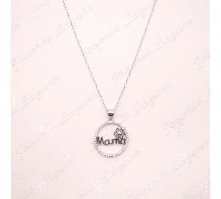 GARGANTILLA PLATA MAMA CON CERCO CIRCONITAS                                                         
