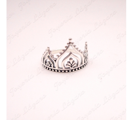 SORTIJA PLATA CORONA CALADA