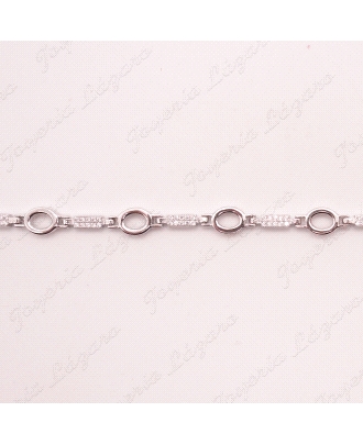 PULSERA PLATA OVALOS LISOS+PLACAS ENGASTE CIRCNOITAS FIESTA                                         