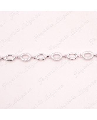 PULSERA PLATA OVALOS ENGASTADOS CIRCONITAS                                                          