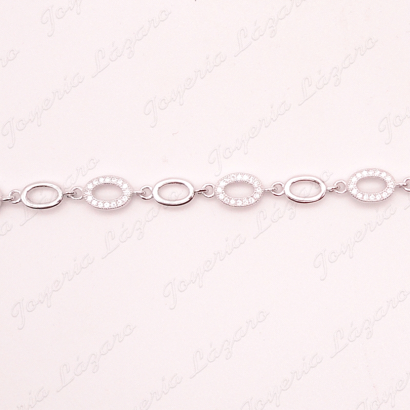 PULSERA PLATA OVALOS ENGASTADOS CIRCONITAS                                                          