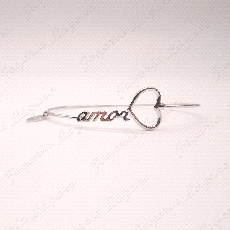 PULSERA PLATA ARO TUBOAMOR CORAZON                                                                  