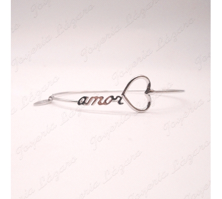 PULSERA PLATA ARO TUBOAMOR CORAZON