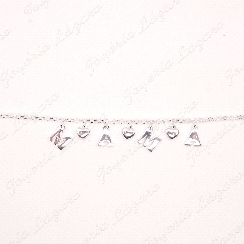 PULSERA PLATA MAMA 3 CORAZONES                                                                      