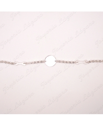 PULSERA PLATA 2 HUESOS+ DISCO MEDALLA  LISO CENTRO                                                  