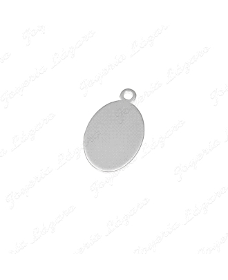 PLACA PLATA OVAL  SIN ASA 12X8MM                                                                    